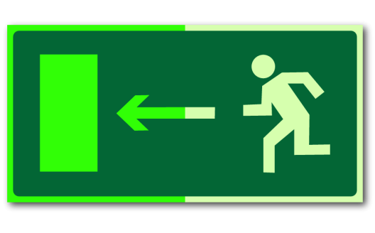 Знак "Направление к эвакуационному выходу налево фотолюм."