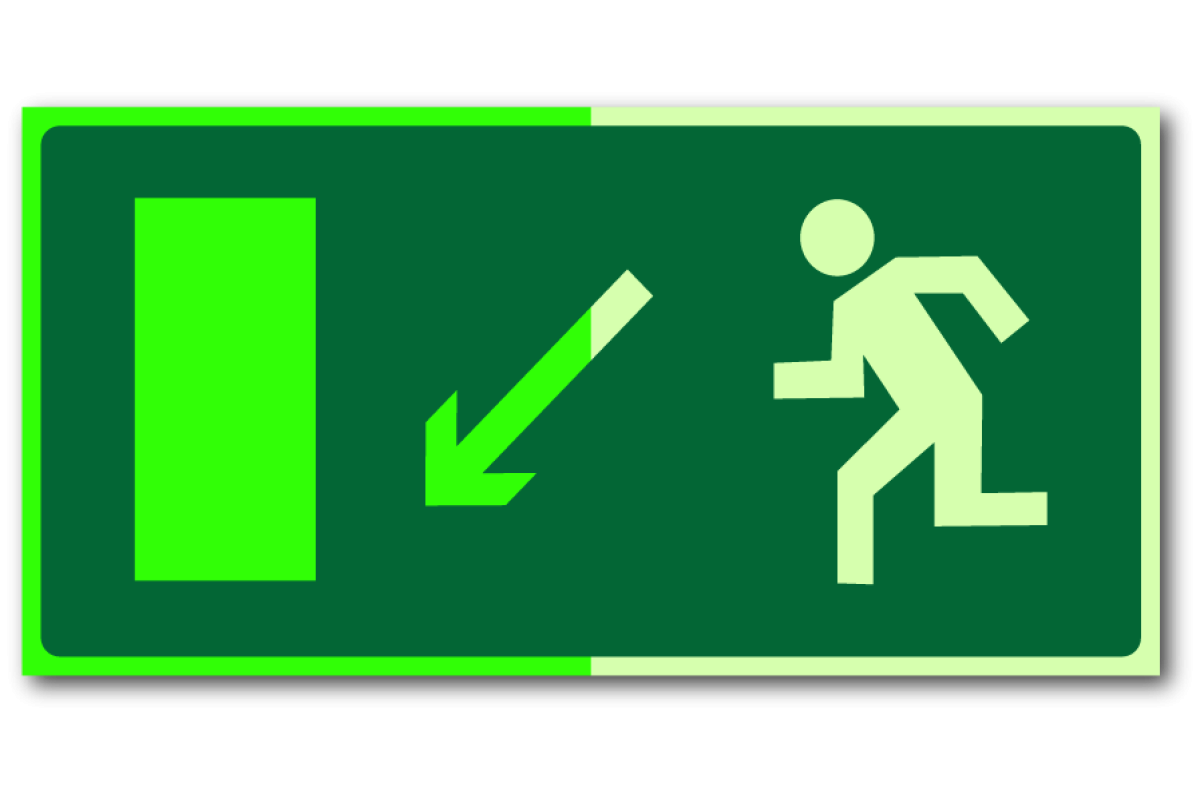 Знак е08 направление к эвакуационному выходу налево вниз. Знак е03 направление к эвакуационному выходу направо. Знак «направление к эвакуационному выходу направо», пленка 150х300. Знак "направление к эвакуационному выходу направо вниз" пленка (290х95mm). Направление путей эвакуации знаки