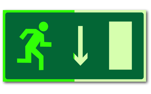 Знак "Указатель двери эвакуационного выхода (правосторонний) фотолюм."