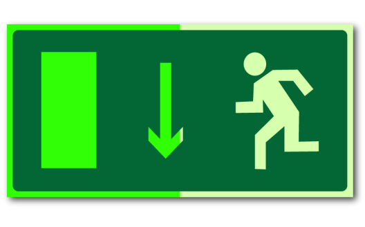 Знак "Указатель двери эвакуационного выхода (левосторонний) фотолюм."