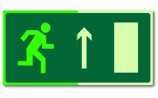 Знак "Направление к эвакуационному выходу прямо (правосторонний) фотолюм."