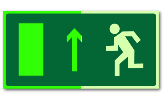 Знак "Направление к эвакуационному выходу прямо (левосторонний) фотолюм."