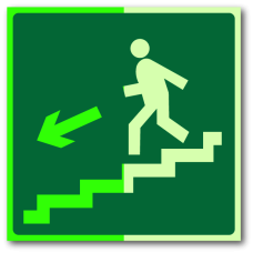 Знак "Направление к эвакуационному выходу по лестнице вниз (правосторонний) фотолюм."