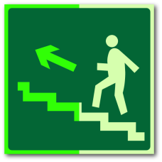 Знак "Направление к эвакуационному выходу по лестнице вверх (правосторонний) фотолюм."