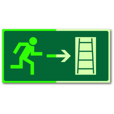 Знак "Направление к эвакуационному выходу по пожарной лестнице фотолюм."