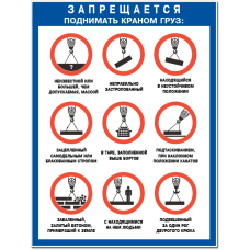 Плакат "Запрещается поднимать краном груз:"