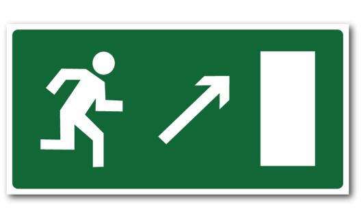 Знак "Направление к эвакуационному выходу направо вверх"