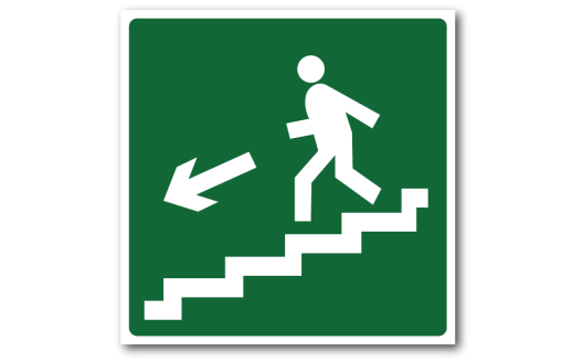 Знак "Направление к эвакуационному выходу по лестнице вниз"