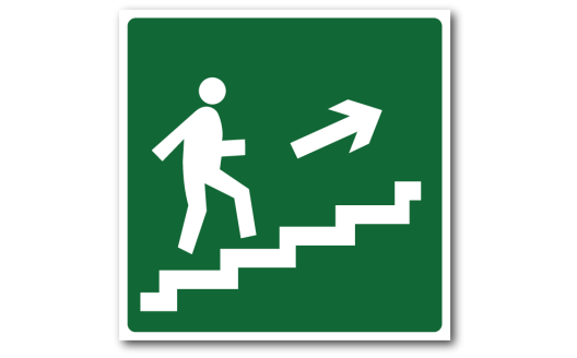 Знак "Направление к эвакуационному выходу по лестнице вверх"