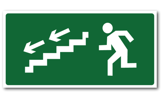 Знак "Направление к эвакуационному выходу (по лестнице вниз)"