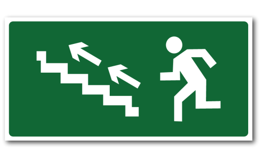 Знак "Направление к эвакуационному выходу (по лестнице вверх)"
