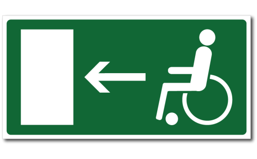 Знак "Направление к эвакуационному выходу (для инвалидов)"