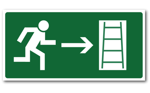 Знак "Направление к эвакуационному выходу по пожарной лестнице"