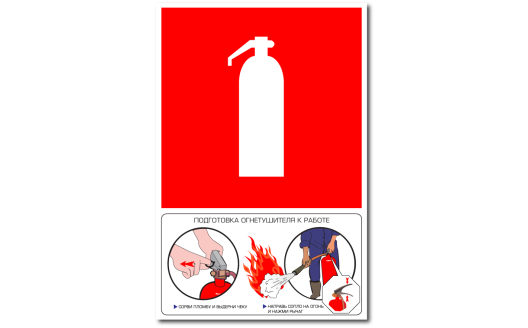 Знак "Огнетушитель с инструкцией по применению"