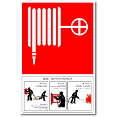 Знак "Пожарный кран с инструкцией по применению"