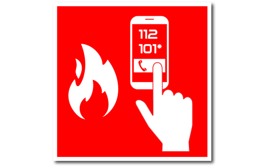 Знак "Вызов пожарных подразделений с мобильного телефона"