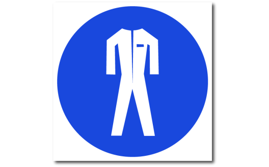 Знак "Работать в защитной одежде"