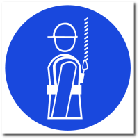 Знак "Работать в предохранительном (страховочном) поясе"