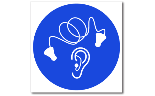 Знак "Работать с применением средств защиты органов слуха" (беруши)
