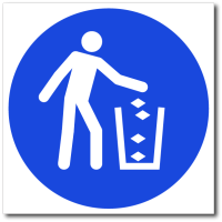 Знак "Поместите мусор (отходы жизнедеятельности, отбросы) в мусорное ведро"