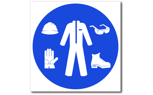 Знак "Используйте при работе средства индивидуальной защиты"