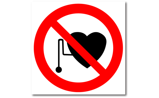 Знак "Запрещается работа (присутствие) людей со стимуляторами сердечной деятельности"