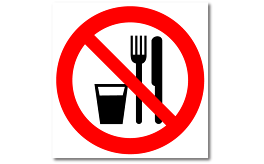 Знак "Запрещается принимать пищу"