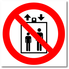 Знак "Запрещается пользоваться лифтом для подъема (спуска) людей"
