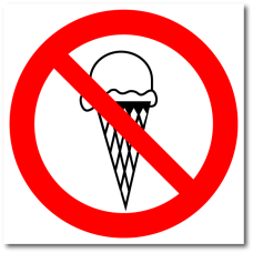 Знак "Вход с мороженым запрещен"