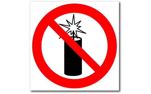 Знак "Запрещается использовать фейерверки"
