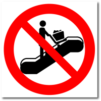 Знак "Запрещается заходить на эскалатор с торговыми тележками"