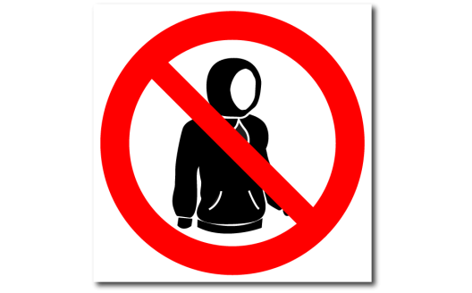 Знак "Вход в одетом капюшоне запрещен"
