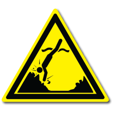Знак "Внимание. Неровная поверхность, мелководье, погруженные предметы, нырять запрещено"